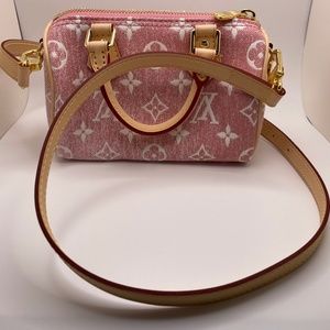 Louis Vuitton Speedy Nano Pink Denim Cross Body Bag